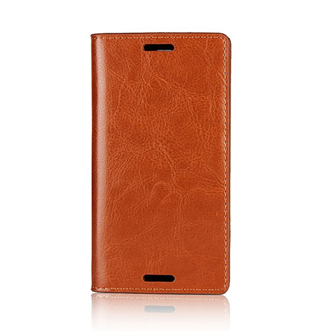 Custodia Portafoglio In Pelle Cover con Supporto L03 per Sony Xperia XZ1 Compact Arancione