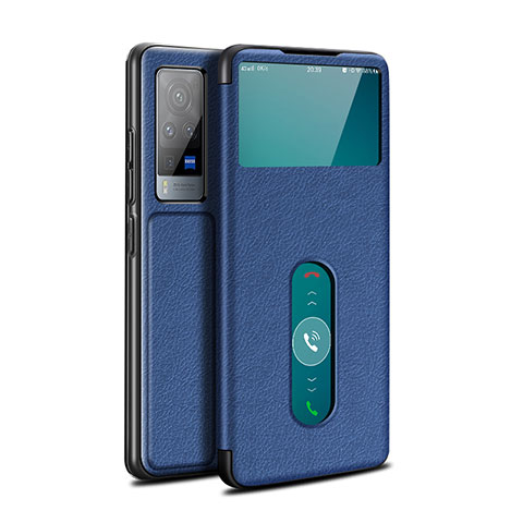 Custodia Portafoglio In Pelle Cover con Supporto L03 per Vivo X60 Pro 5G Blu