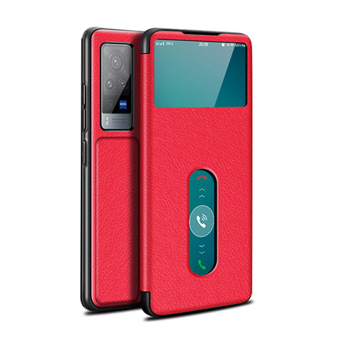 Custodia Portafoglio In Pelle Cover con Supporto L03 per Vivo X60 Pro 5G Rosso