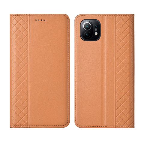 Custodia Portafoglio In Pelle Cover con Supporto L03 per Xiaomi Mi 11 5G Arancione