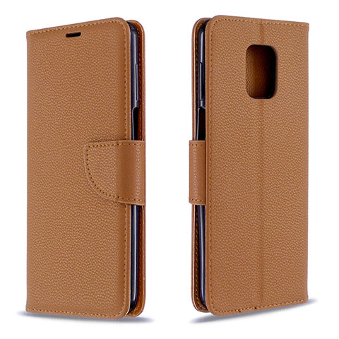 Custodia Portafoglio In Pelle Cover con Supporto L03 per Xiaomi Redmi Note 9 Pro Marrone