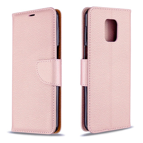 Custodia Portafoglio In Pelle Cover con Supporto L03 per Xiaomi Redmi Note 9 Pro Oro Rosa