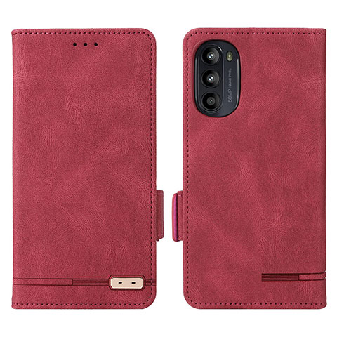 Custodia Portafoglio In Pelle Cover con Supporto L03Z per Motorola Moto G71s 5G Rosso