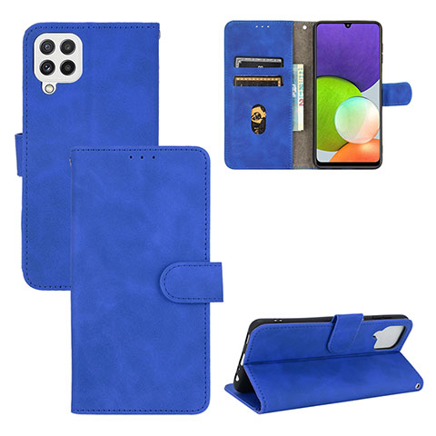 Custodia Portafoglio In Pelle Cover con Supporto L03Z per Samsung Galaxy A22 4G Blu