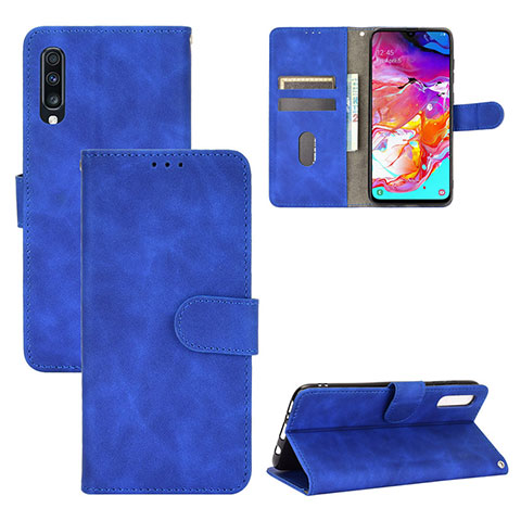 Custodia Portafoglio In Pelle Cover con Supporto L03Z per Samsung Galaxy A70 Blu