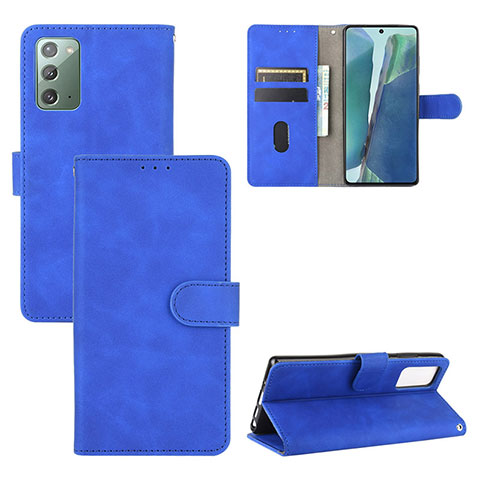 Custodia Portafoglio In Pelle Cover con Supporto L03Z per Samsung Galaxy Note 20 5G Blu