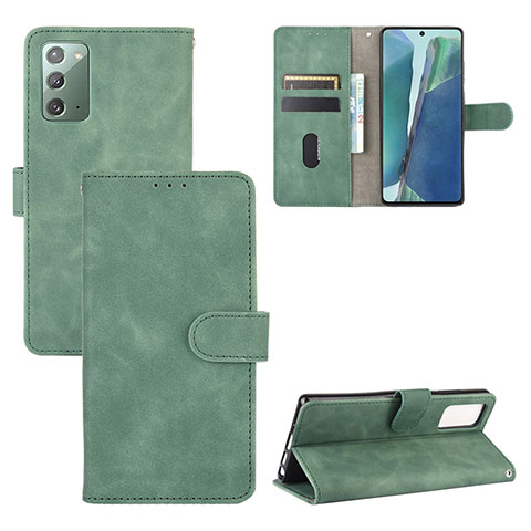 Custodia Portafoglio In Pelle Cover con Supporto L03Z per Samsung Galaxy Note 20 5G Verde