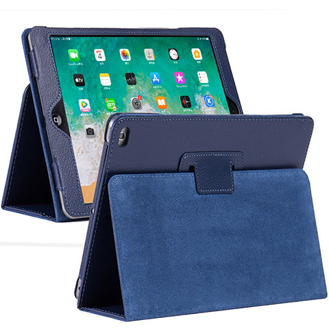 Custodia Portafoglio In Pelle Cover con Supporto L04 per Apple iPad 10.2 (2020) Blu