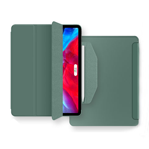 Custodia Portafoglio In Pelle Cover con Supporto L04 per Apple iPad Air 10.9 (2020) Verde Notte