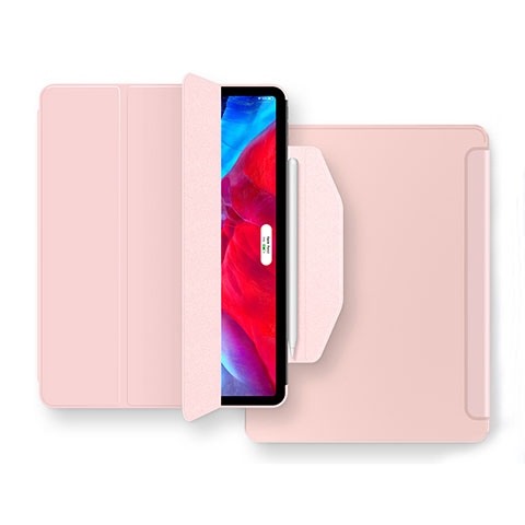 Custodia Portafoglio In Pelle Cover con Supporto L04 per Apple New iPad Air 10.9 (2020) Rosa