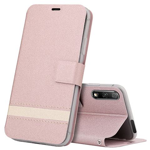 Custodia Portafoglio In Pelle Cover con Supporto L04 per Huawei Honor 9X Oro Rosa