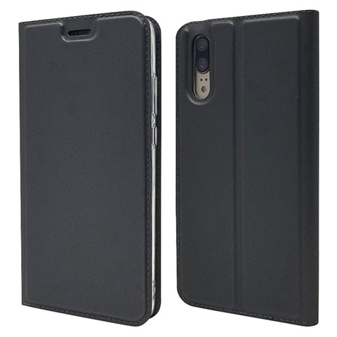 Custodia Portafoglio In Pelle Cover con Supporto L04 per Huawei P20 Nero