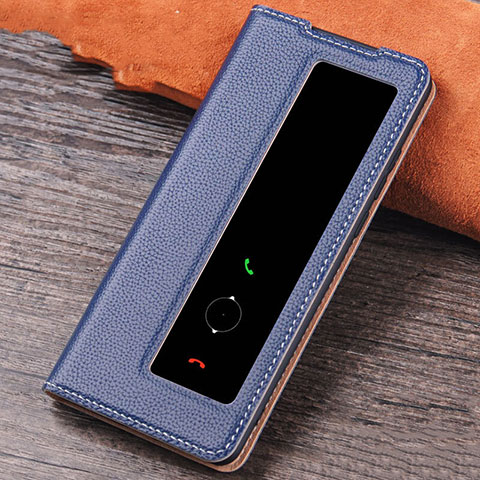 Custodia Portafoglio In Pelle Cover con Supporto L04 per Huawei P30 Blu