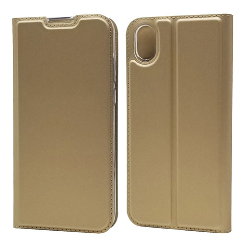 Custodia Portafoglio In Pelle Cover con Supporto L04 per Huawei Y5 (2019) Oro