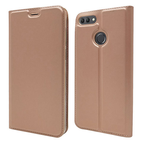 Custodia Portafoglio In Pelle Cover con Supporto L04 per Huawei Y9 (2018) Oro Rosa