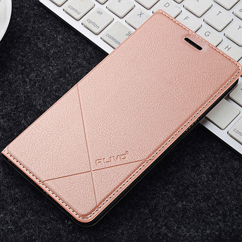 Custodia Portafoglio In Pelle Cover con Supporto L04 per OnePlus 5T A5010 Oro Rosa