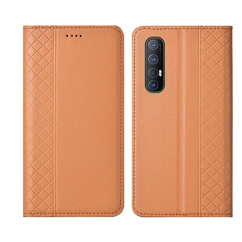 Custodia Portafoglio In Pelle Cover con Supporto L04 per Oppo Find X2 Neo Arancione