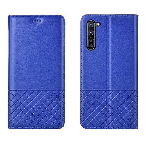 Custodia Portafoglio In Pelle Cover con Supporto L04 per Oppo Reno3 Blu