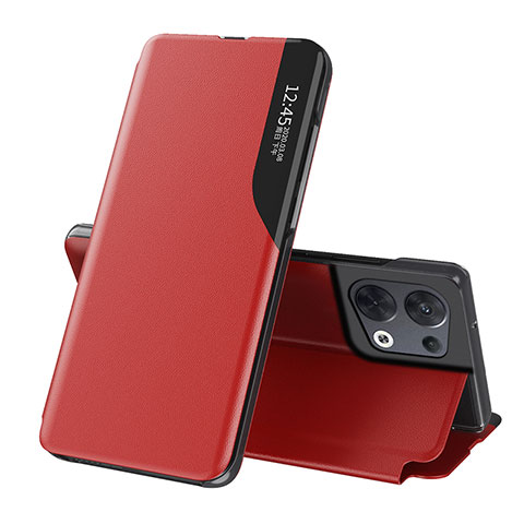 Custodia Portafoglio In Pelle Cover con Supporto L04 per Oppo Reno8 5G Rosso