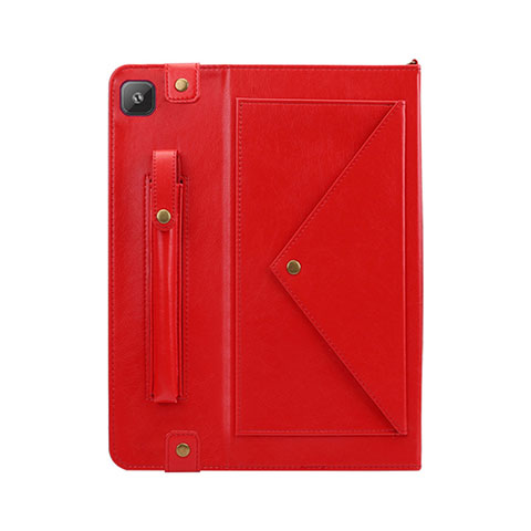 Custodia Portafoglio In Pelle Cover con Supporto L04 per Samsung Galaxy Tab S6 Lite 4G 10.4 SM-P615 Rosso