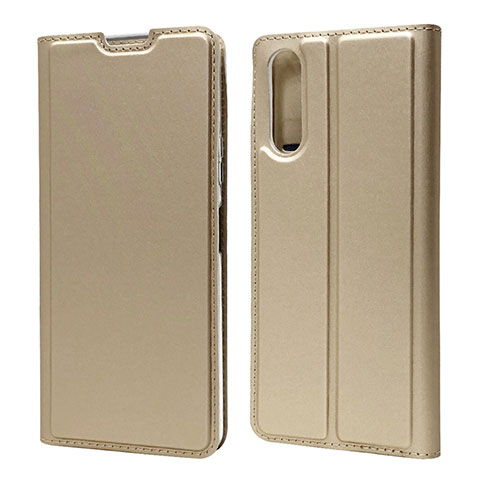 Custodia Portafoglio In Pelle Cover con Supporto L04 per Sony Xperia 10 II Oro
