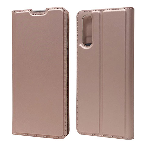 Custodia Portafoglio In Pelle Cover con Supporto L04 per Sony Xperia 10 II Oro Rosa