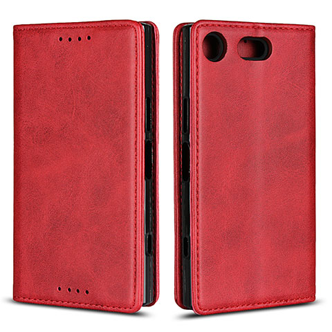 Custodia Portafoglio In Pelle Cover con Supporto L04 per Sony Xperia XZ1 Compact Rosso