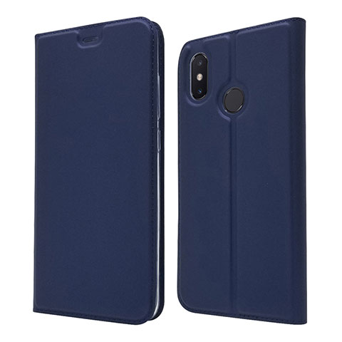 Custodia Portafoglio In Pelle Cover con Supporto L04 per Xiaomi Mi 8 Blu