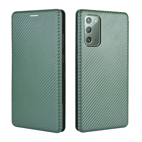 Custodia Portafoglio In Pelle Cover con Supporto L04Z per Samsung Galaxy Note 20 5G Verde