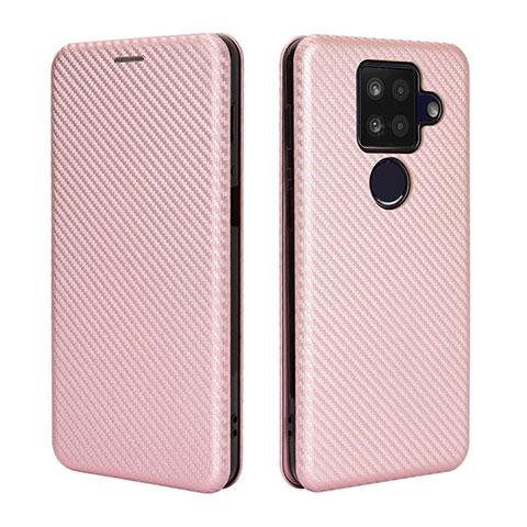 Custodia Portafoglio In Pelle Cover con Supporto L04Z per Sharp Aquos Sense4 Plus Oro Rosa