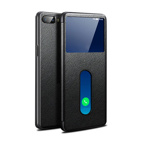 Custodia Portafoglio In Pelle Cover con Supporto L05 per Oppo A12e Nero