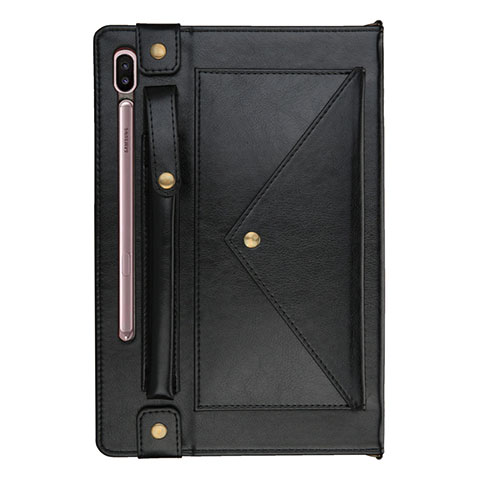 Custodia Portafoglio In Pelle Cover con Supporto L05 per Samsung Galaxy Tab S6 10.5 SM-T860 Nero