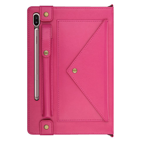 Custodia Portafoglio In Pelle Cover con Supporto L05 per Samsung Galaxy Tab S6 10.5 SM-T860 Rosa Caldo