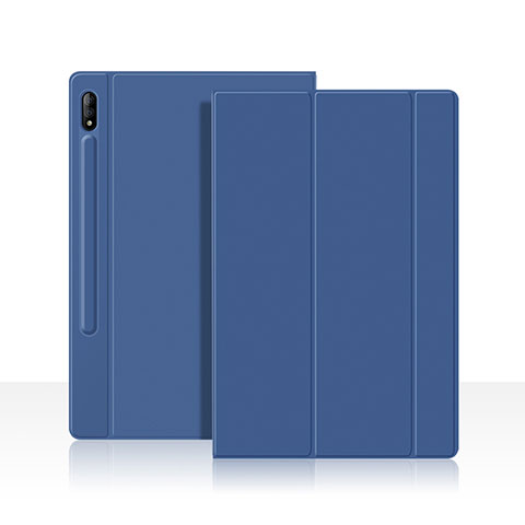 Custodia Portafoglio In Pelle Cover con Supporto L05 per Samsung Galaxy Tab S7 11 Wi-Fi SM-T870 Blu