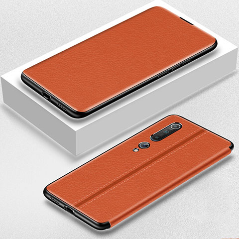 Custodia Portafoglio In Pelle Cover con Supporto L05 per Xiaomi Mi 10 Arancione
