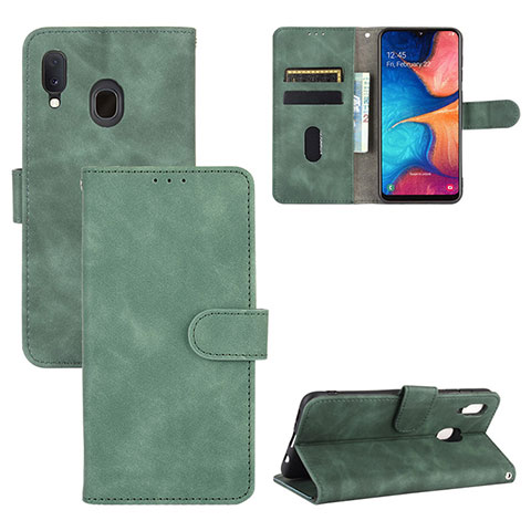 Custodia Portafoglio In Pelle Cover con Supporto L05Z per Samsung Galaxy A30 Verde