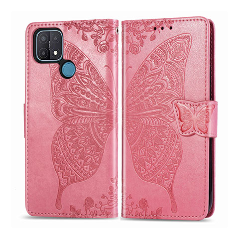 Custodia Portafoglio In Pelle Cover con Supporto L06 per Oppo A15 Rosa