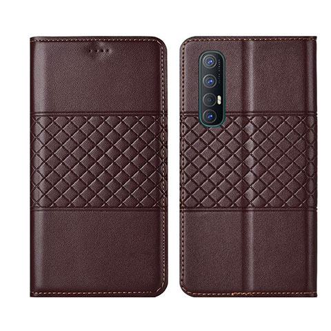 Custodia Portafoglio In Pelle Cover con Supporto L06 per Oppo Find X2 Neo Marrone