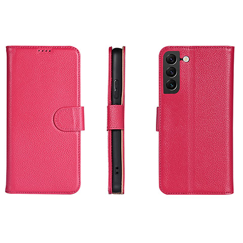 Custodia Portafoglio In Pelle Cover con Supporto L06 per Samsung Galaxy S21 Plus 5G Rosa Caldo
