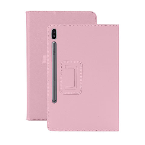 Custodia Portafoglio In Pelle Cover con Supporto L06 per Samsung Galaxy Tab S6 10.5 SM-T860 Rosa