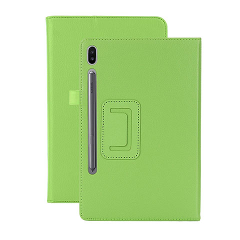 Custodia Portafoglio In Pelle Cover con Supporto L06 per Samsung Galaxy Tab S6 10.5 SM-T860 Verde