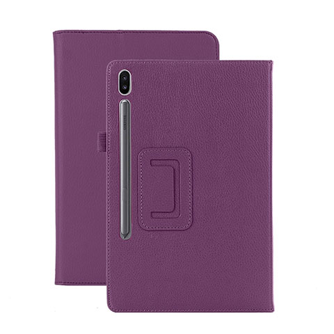 Custodia Portafoglio In Pelle Cover con Supporto L06 per Samsung Galaxy Tab S6 10.5 SM-T860 Viola