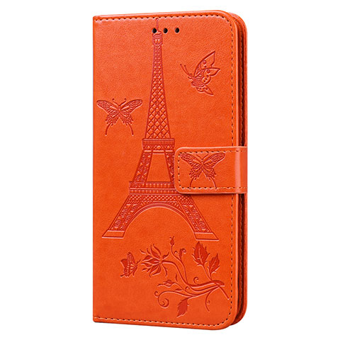 Custodia Portafoglio In Pelle Cover con Supporto L06 per Sony Xperia 8 Arancione