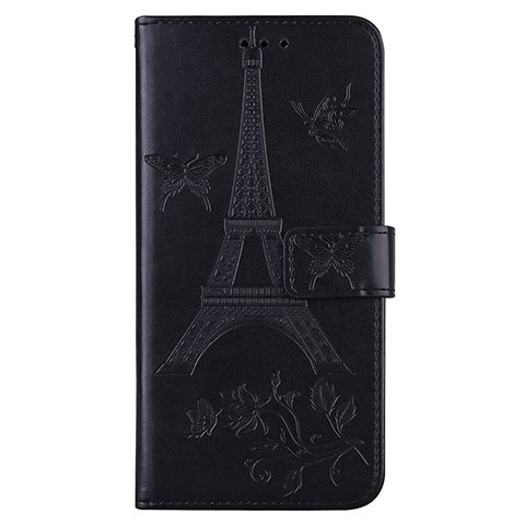 Custodia Portafoglio In Pelle Cover con Supporto L06 per Sony Xperia 8 Nero