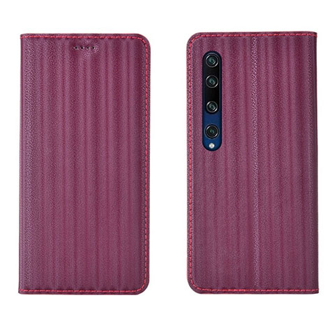 Custodia Portafoglio In Pelle Cover con Supporto L06 per Xiaomi Mi 10 Rosso Rosa
