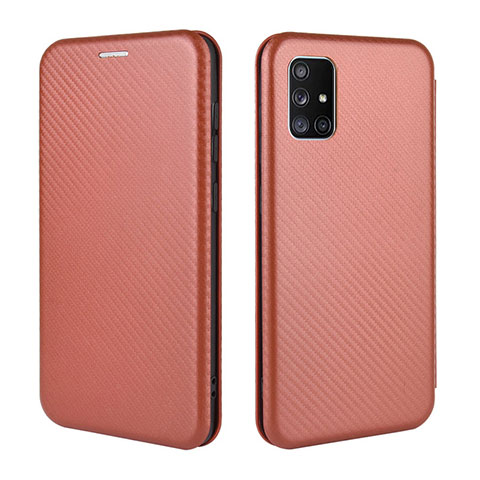 Custodia Portafoglio In Pelle Cover con Supporto L06Z per Samsung Galaxy A51 4G Marrone