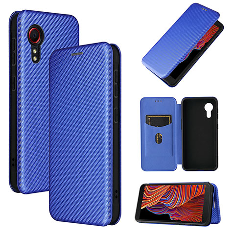 Custodia Portafoglio In Pelle Cover con Supporto L06Z per Samsung Galaxy XCover 5 SM-G525F Blu