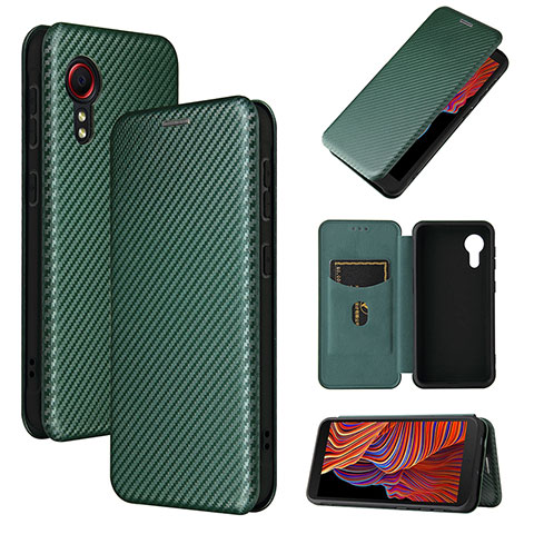 Custodia Portafoglio In Pelle Cover con Supporto L06Z per Samsung Galaxy XCover 5 SM-G525F Verde