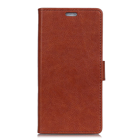 Custodia Portafoglio In Pelle Cover con Supporto L07 per Alcatel 1X (2019) Marrone