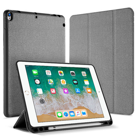 Custodia Portafoglio In Pelle Cover con Supporto L07 per Apple iPad Pro 10.5 Grigio